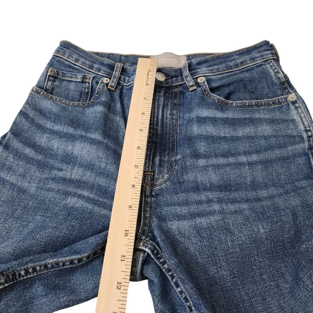 Everlane The Cheeky Bootcut Jeans‎ 27 Blue High-Rise Raw Hem Boho Stretch